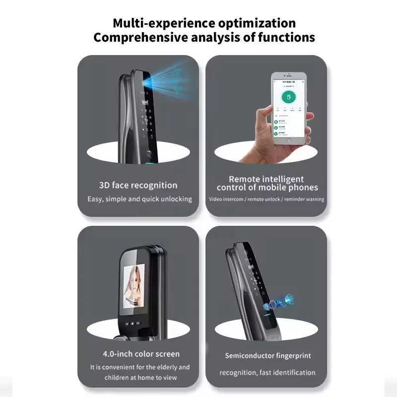 HX5 Smart Door Lock 3D Facial Recognition Smart Home Door Lock WiFi Digital Electronic Lock WiFi Camera Rfid Card CL240907