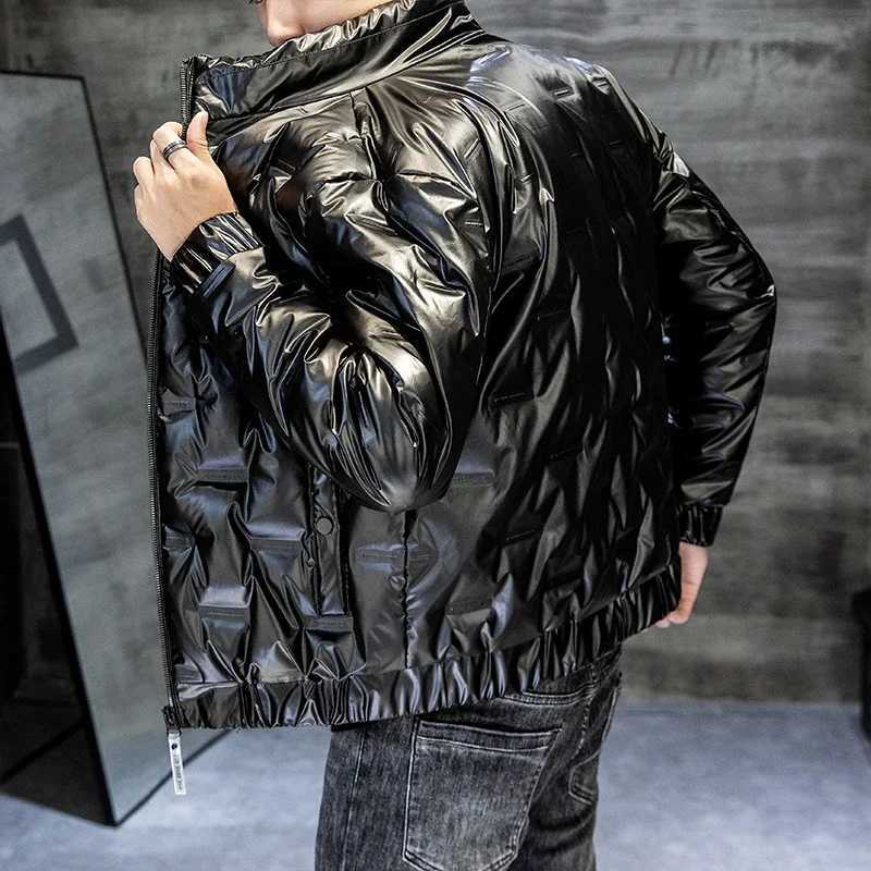 Light Down Jacket Mens Winter Bright Face Short Fashion Brand Cool Cold Winter Warm Coat Mens Individual Outerwear Korean Version W250722