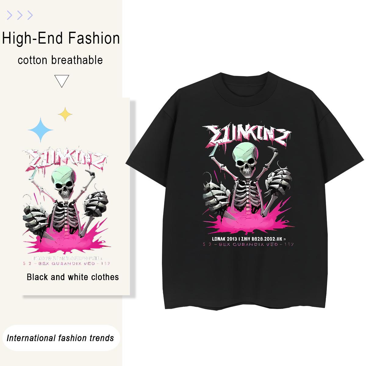 Fashion Woman T Shirts 100% Cotton 230g Breathable Sports Street Wear skull Lady T shirt Wholesale DIY Logo Clothes
