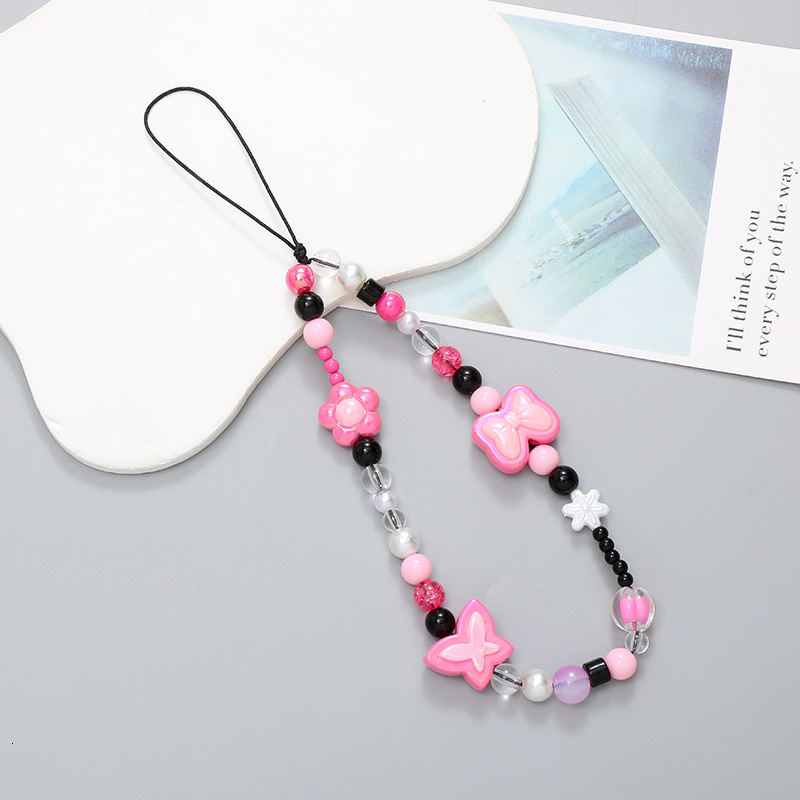 New Spicy Girl Y2K Chain Handdrawn Beads Beaded Rope Anti drop Handrope Mobile Phone Case Hanging Accessories Female