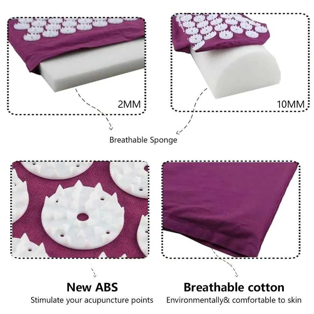 65 * 40cm Massage Mat Massage Mat Relieves Back Pain Acupuncture Mat Yoga Mat/Pillow Set W240906