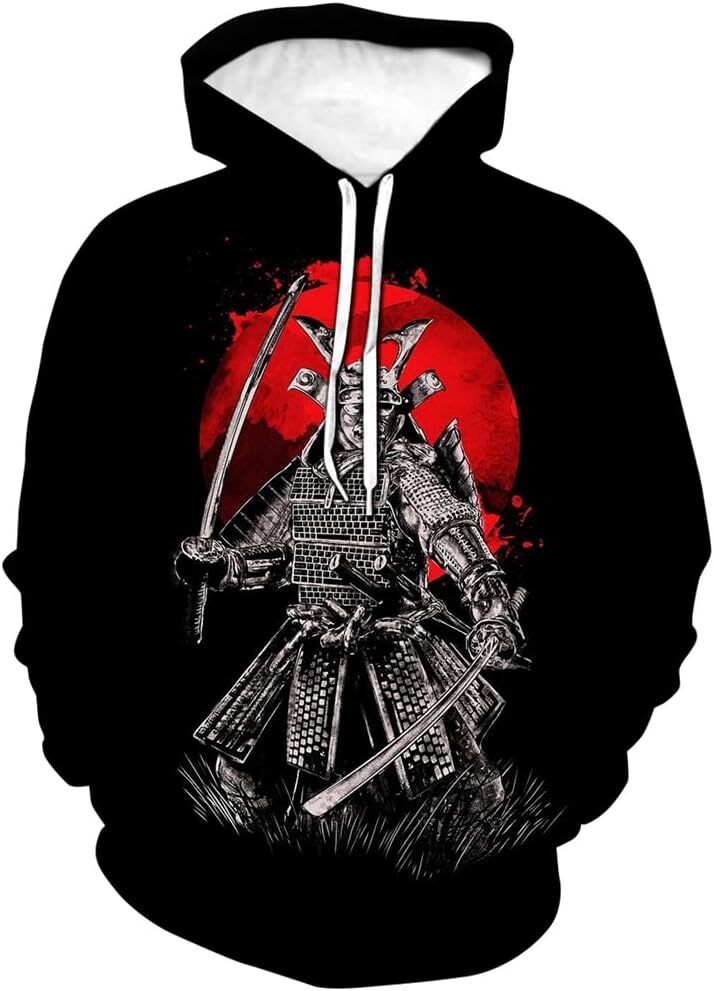 Hoodie for Mens Funny Casual Hoodie Samurai 3D Printing Sweatshirt Pullover Graphic Hoodies sweatshirt Pullover Long Sleeve