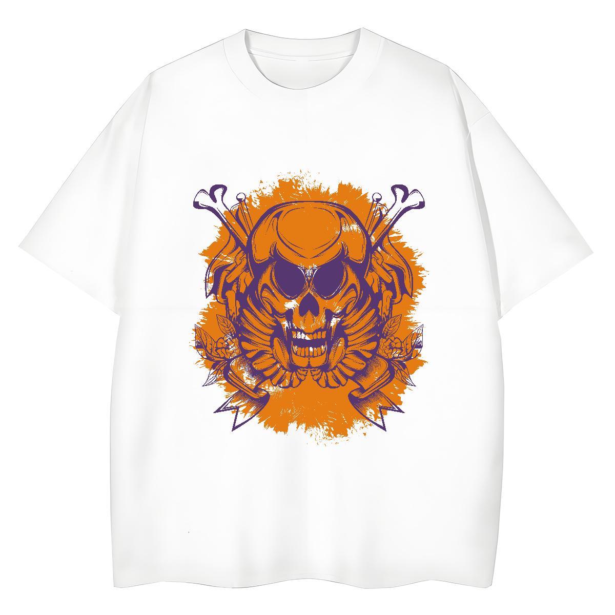 2024 Womens T Shirts 230g Pure Cotton O-Neck Short Sleeve Sports Casual skull Women Tees Designer Nice Skull Clothings