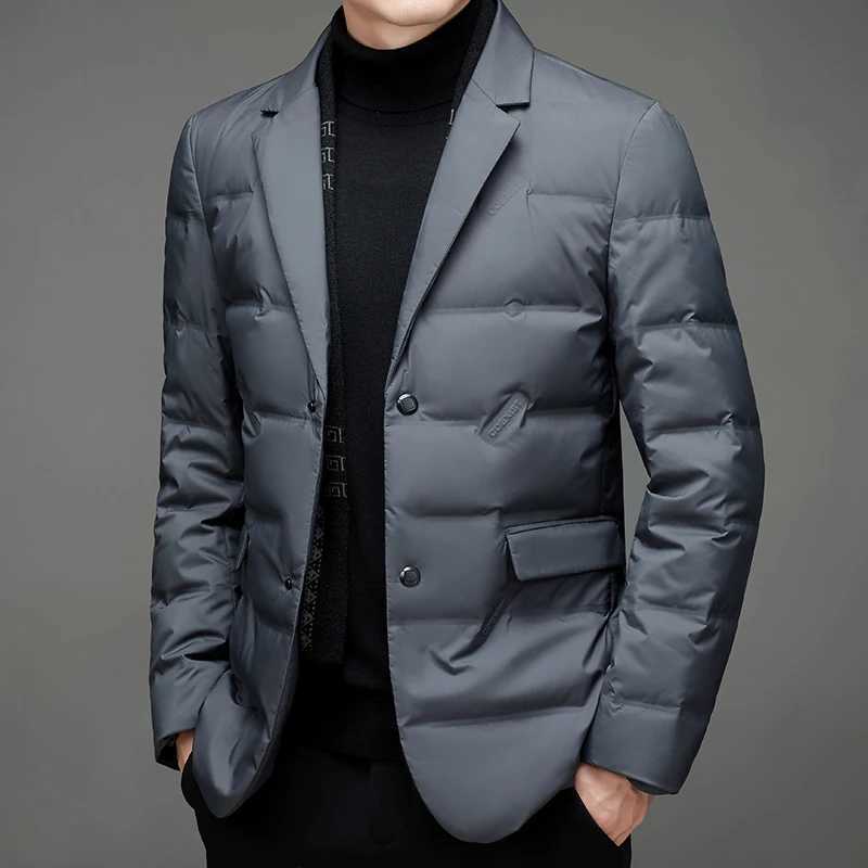 Winter new 90 white duck down mens high-end scarf collar casual suit jacket W240906
