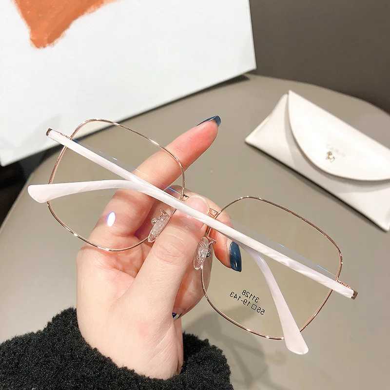 Luxury square frame finished Myopia glasses anti blue light metal frame low beam glasses mens and womens diodes 0-0.5-1.0~-6.0 W240906
