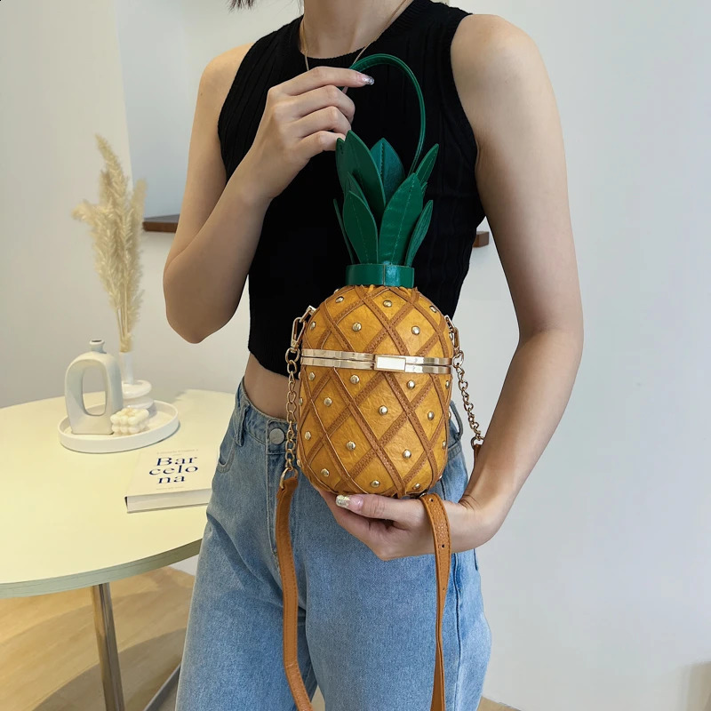 Personalized Styling Pineapple Handbag for Women High Quality Shoulder Bags Purses Crossbody Bag Chain Satchel 240906
