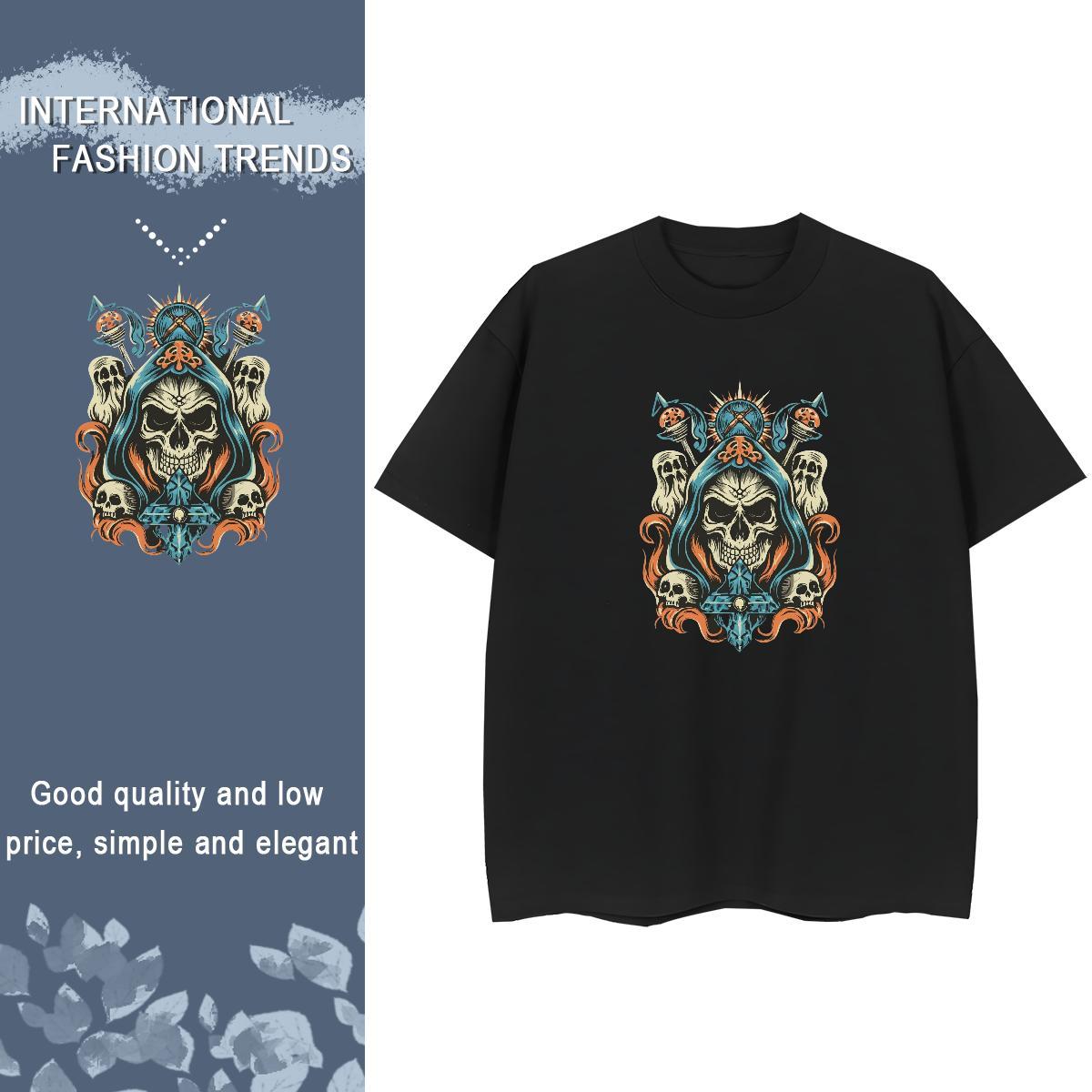 Custom Womens T Shirts 100% Cotton 230g Breathable Soft Street Casual skull Women Tees Brand White Plus Size Tee Shirt