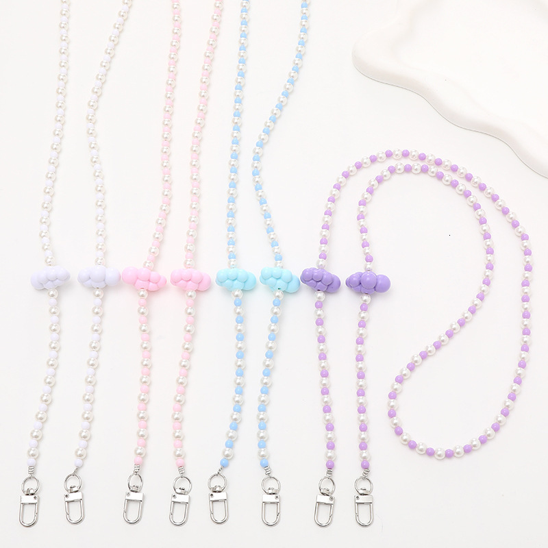 Yilian's new acrylic bead cloud pearl crossbody strap chain, phone case hanging decoration pendant for women