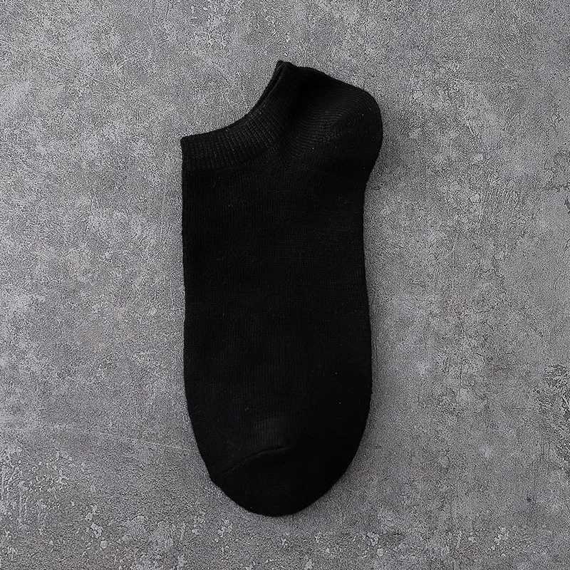 10 pieces=5 pairs of mens breathable sports socks solid color boat socks comfortable cotton ankle socks white and black mens socks W240905