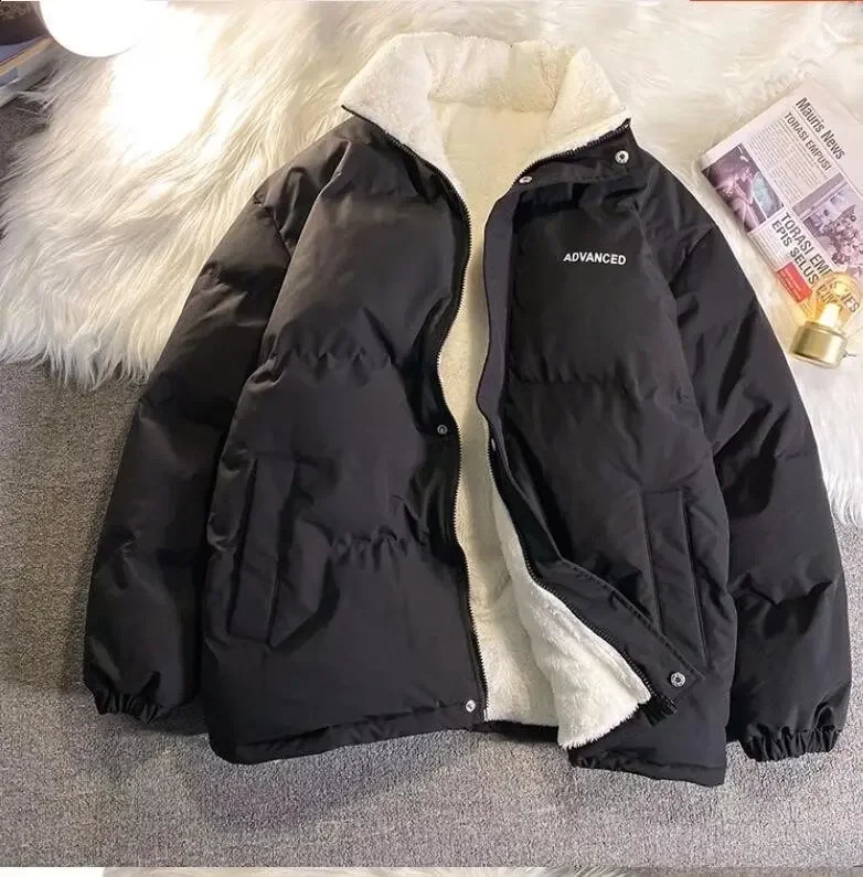 Autumnwinter Loosefit Cottonpadded Coat For Men Couples Bread Student Style Korean Version Wear Work Cotton Jacket 240907
