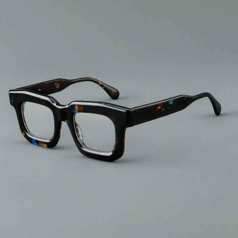 Vintage Acetic Acid Square Glasses Frame for Men Vintage Glasses Frame Luxury Brand Design Optical Glasses Prescription Customization W240906