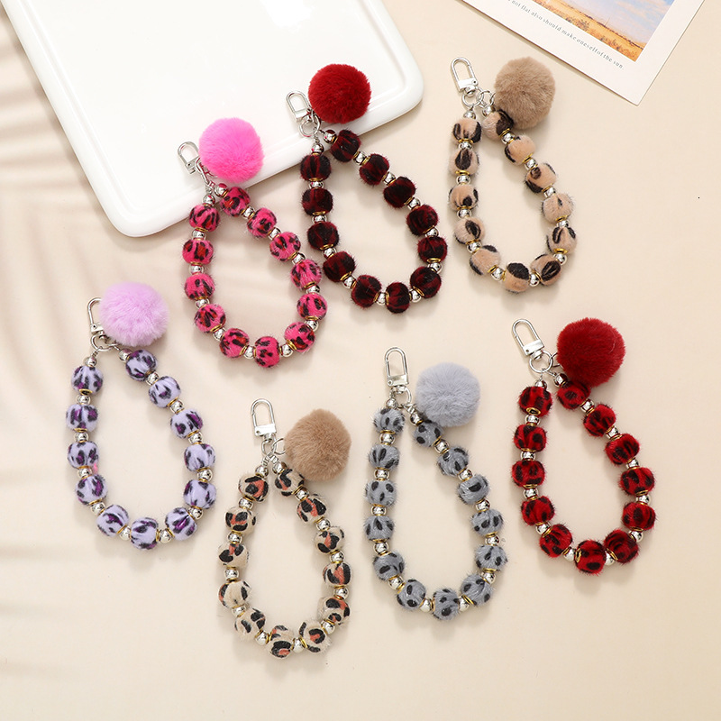 Yilian autumn and winter bead DIY plush ball pendant mobile phone case hanging rope for women