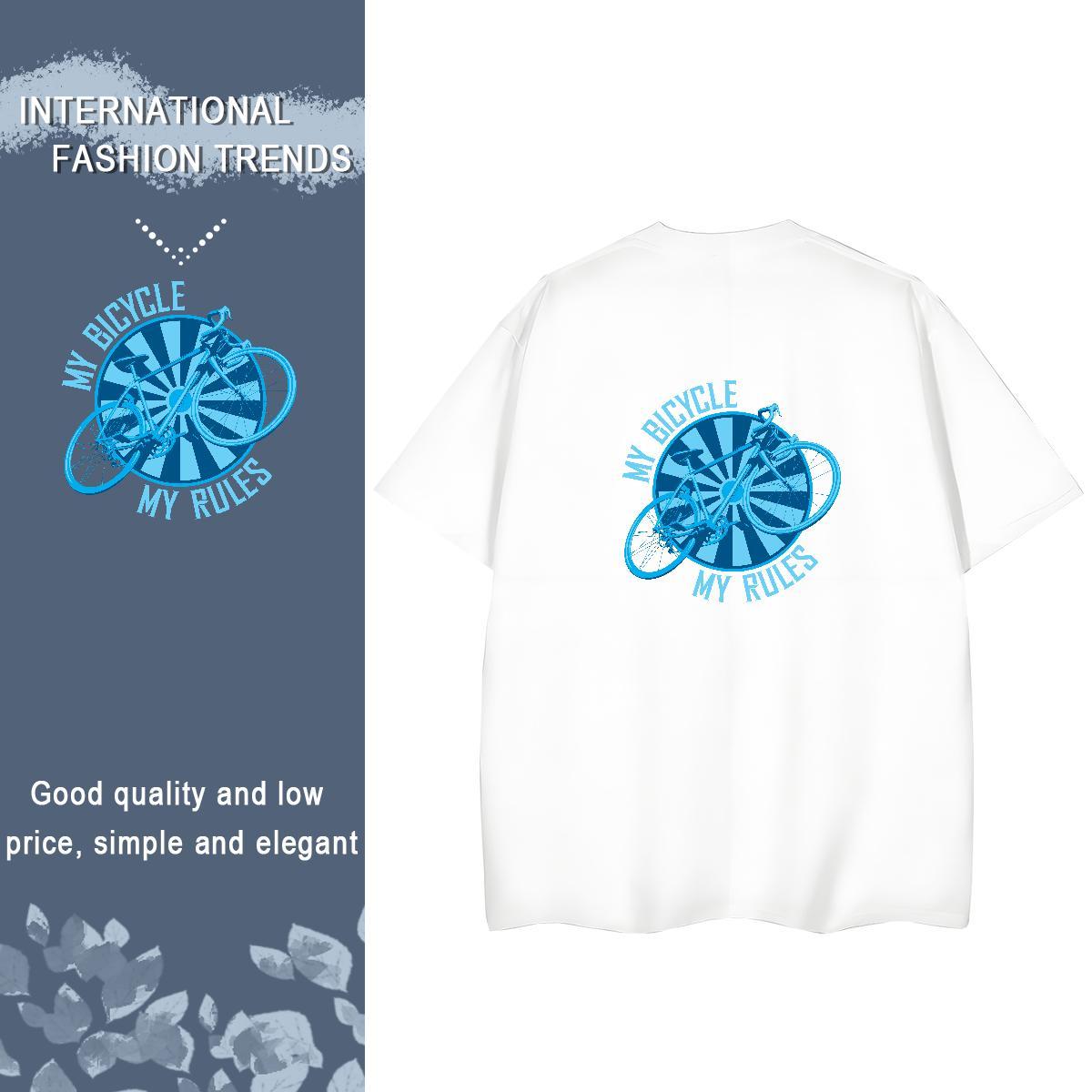 TOP Quality Women T Shirts 100% Cotton 230g Breathable Short Sleeve Hip Hop Street bicycle Woman Tshirt Female Cartoon Floral Printing Top Shirts