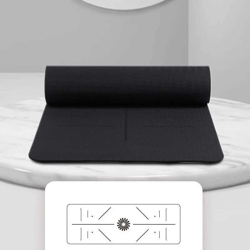 Womens new solid color TPE yoga mat anti slip exercise fitness mat for exercising yoga and Pilates gymnastics mat fitness equipment W240906