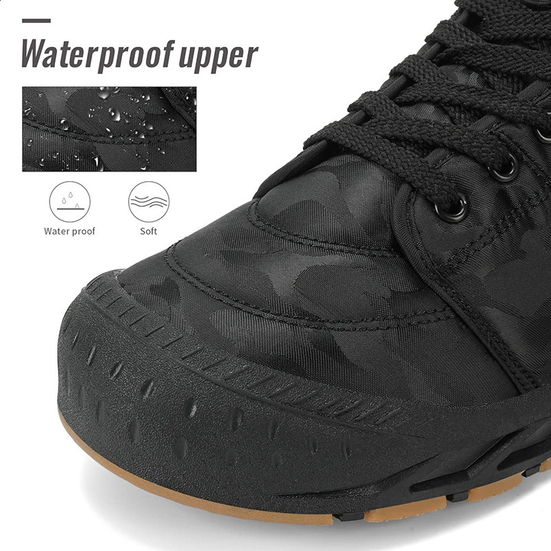 Mens waterproonkle boots winter warm plush snow mens outdoor sports shoes work rubber large size 240907