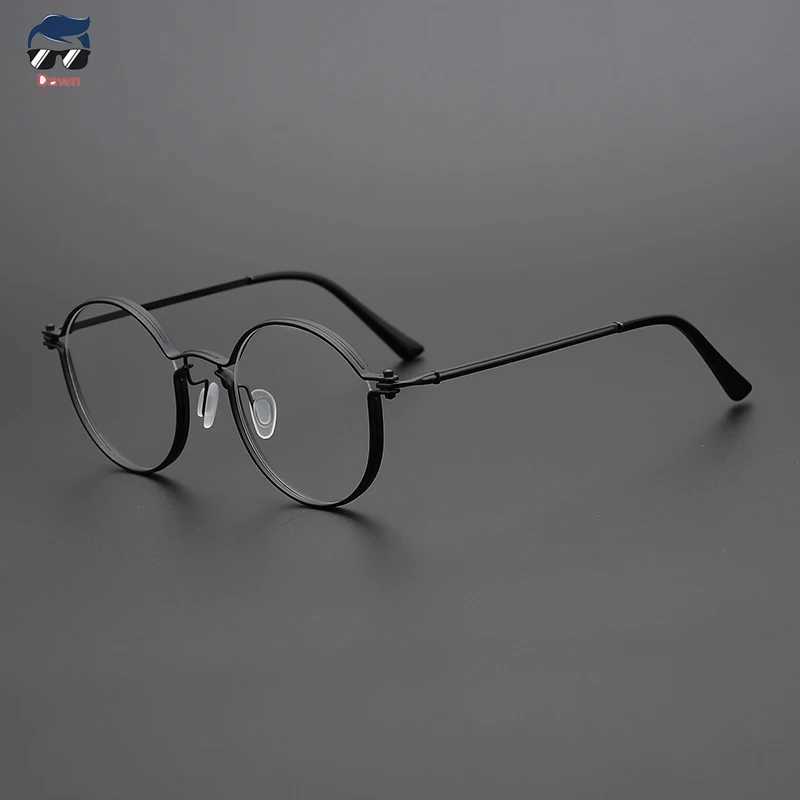 Vintage round pure titanium handmade prescription mens eyeglass frame womens luxury brand eyeglass frame W240906