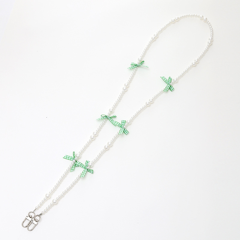 Ins Fashion New Girl Sweet Pearl Bow Beaded Crossbody Phone Rope with Back Chain Hanging Ornament