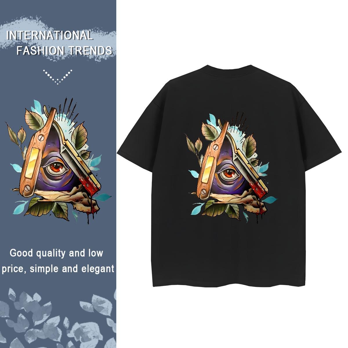 New Arrival Woman T Shirts 230g Pure Cotton Short Sleeve O-Neck Street eye of the devil Unisex Tshirts Free Shipping Cartoon Print Tees Shirts