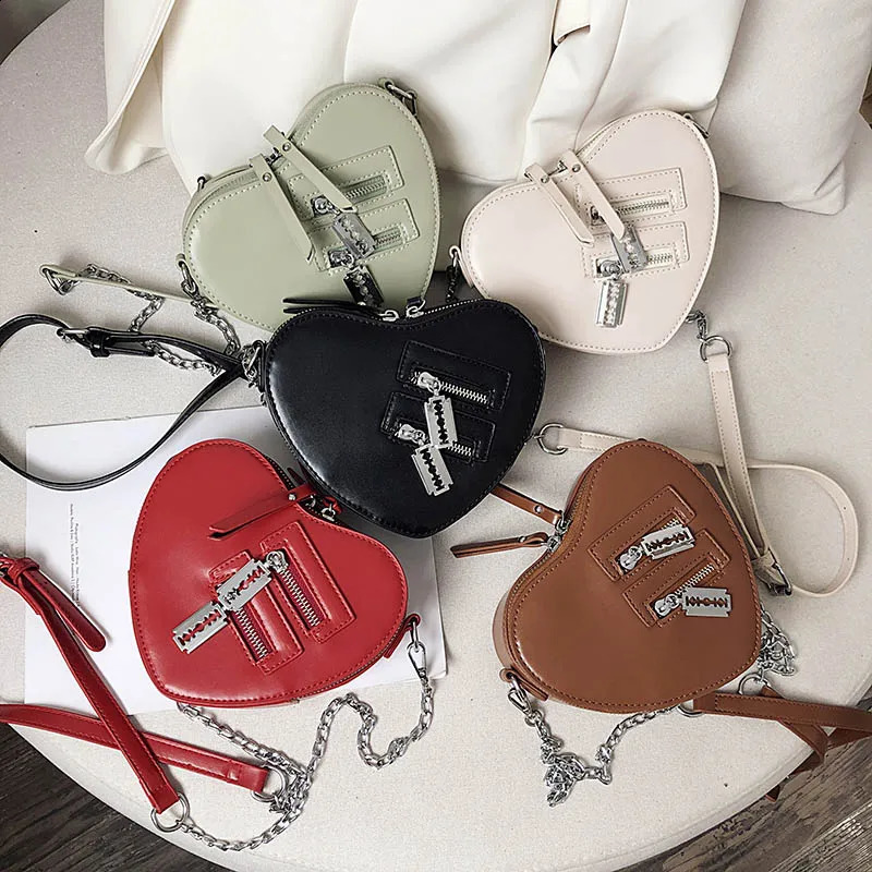 Bag Love Heart Shape Shoulder Bags For Women Top Quality Leather Purses and Handbags Fashion Chain Crossbody 240906