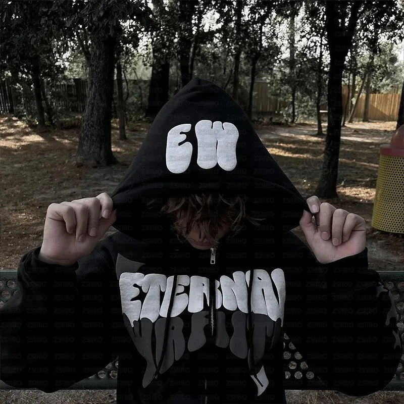 Loose Fit Men's Letter Printed Hooded Sweatshirt With Fleece Lining