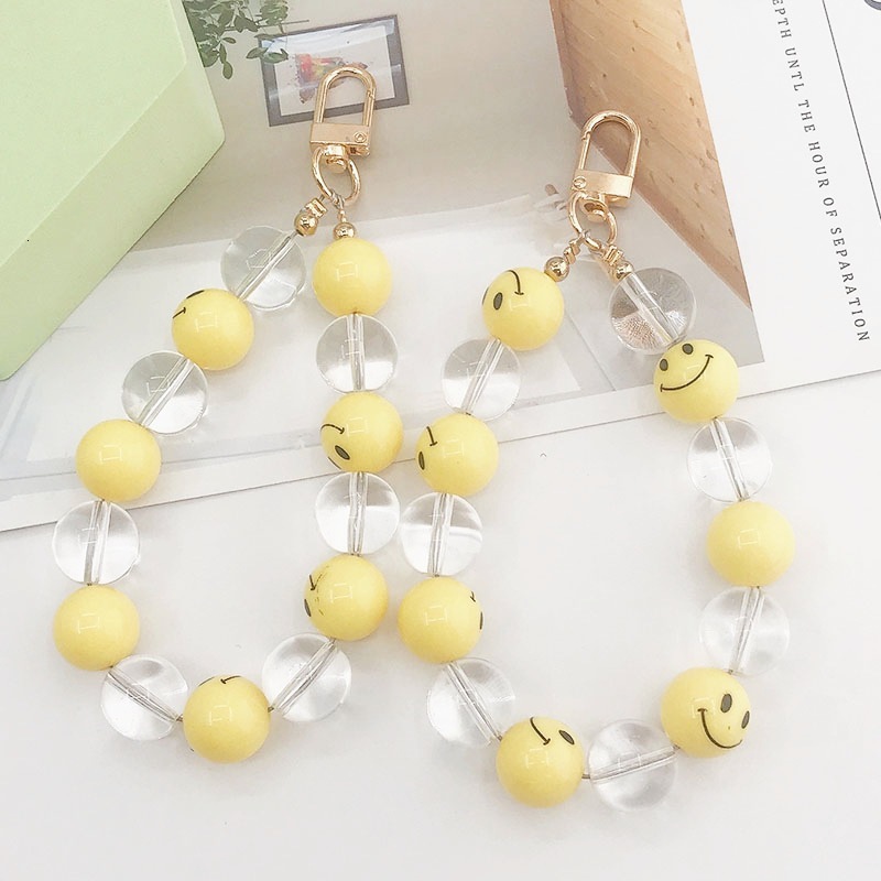Yilian New Acrylic Beaded Smiling Face Keychain Pendant Phone Case Jewelry Hanging Decoration Student Gift