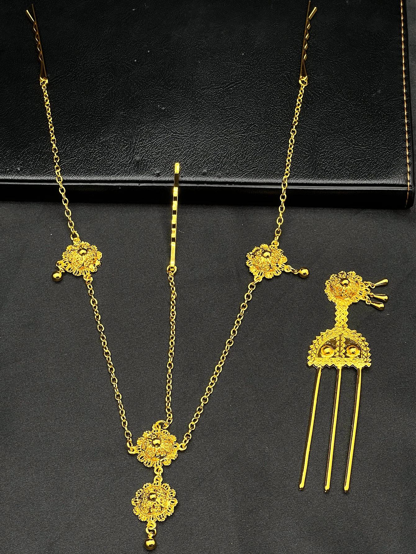 Ethiopian Wedding 24k Gold Color 6pcs Jewelry Sets For Women Dubai Flower Shape Nigerian Necklace Jewellery Set Gift 240826
