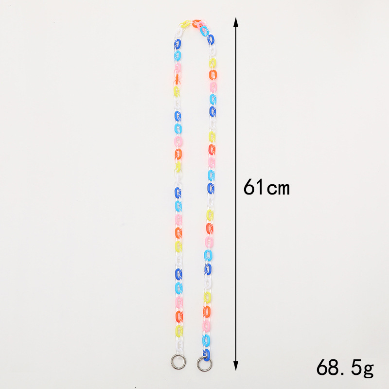 Yilian's new Korean version candy colored acrylic love crossbody chain, mobile rope, colorful phone case hanging decoration pendant
