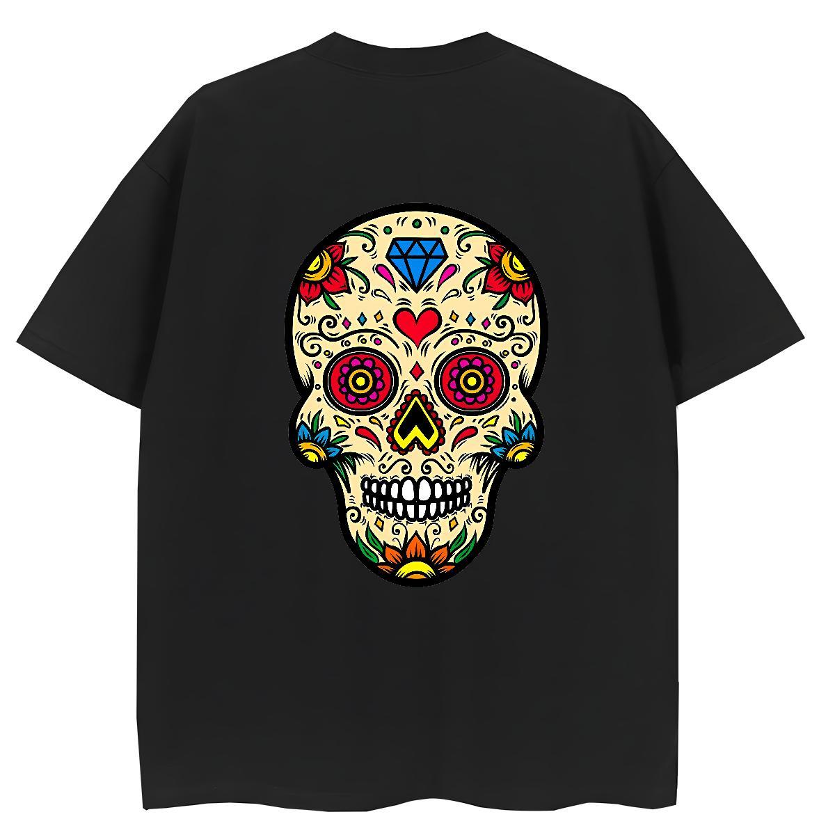 2024 Women T Shirts 230g Cotton Breathable Crew Neck Street Wear skull Womens Tshirts Unisex Cartoon Print Top Shirts