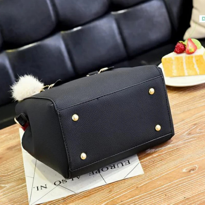 Fashion womens hair clip shopping bag solid color PU leather large capacity handbag womens er cross body shoulder bag 240904