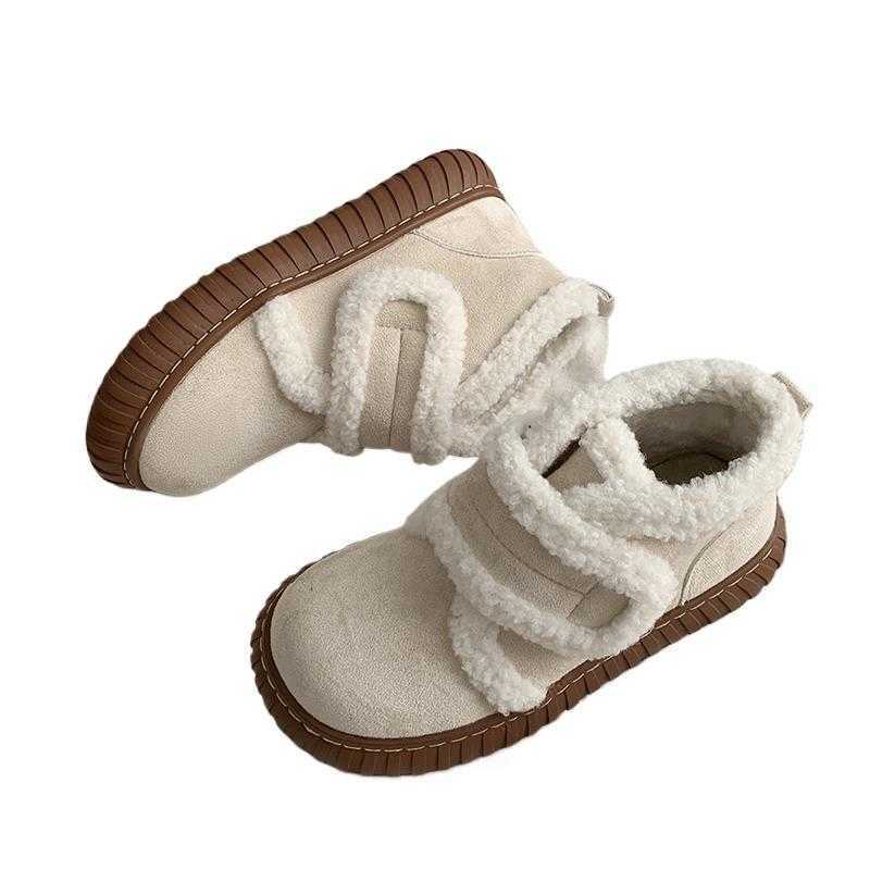 CMM South the South White Warm Thick Bottom Snow Boots for Women Winter External Wearing Thick Anti Slip Cotton Shoes and Velvet