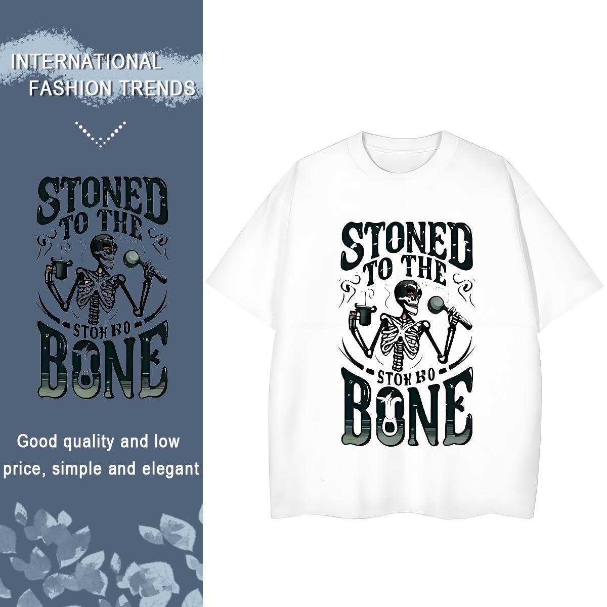 Classic Women T Shirts 230g Pure Cotton Comfortable Street Casual skull Women Tees Brand Cartoon Print Clothes