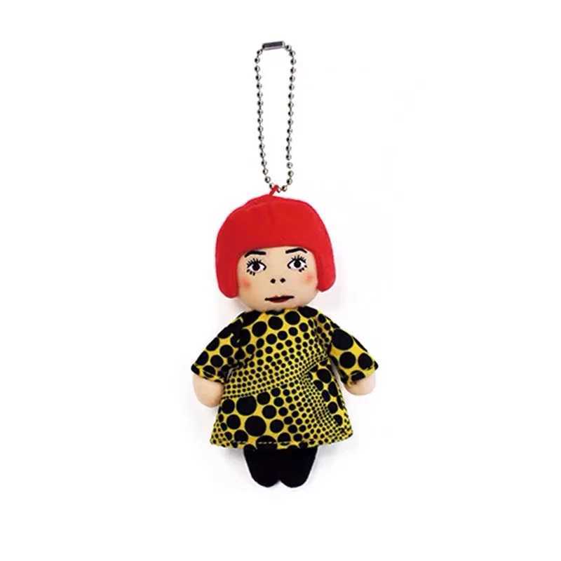 12cm New Yayoi Kusama YAYOI KUSAMA Humanoid Polka Dot Plush Keychain Bag Pendant Toy Pendant For Gift Y240907