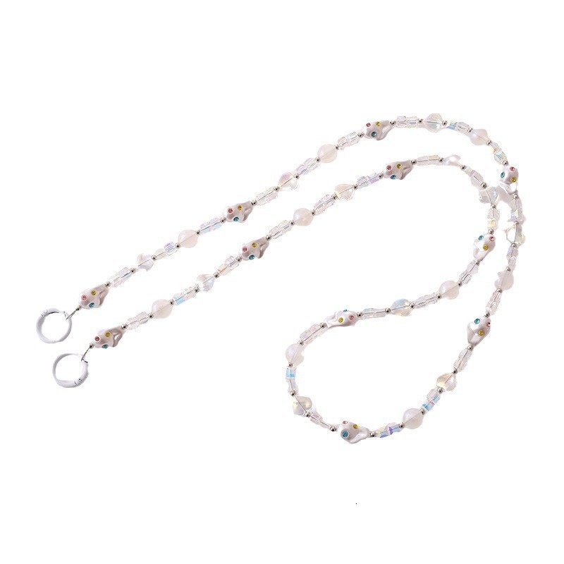 Yilian's new high-end crystal shaped pearl crossbody phone case rope, fashionable and versatile hanging accessory pendant, anti loss chain