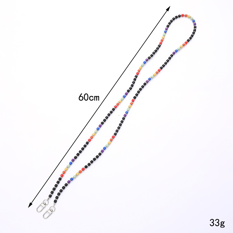 Yilian's new colorful rice bead crossbody single shoulder bag replacement chain, phone case, keychain, anti fall hanging rope pendant