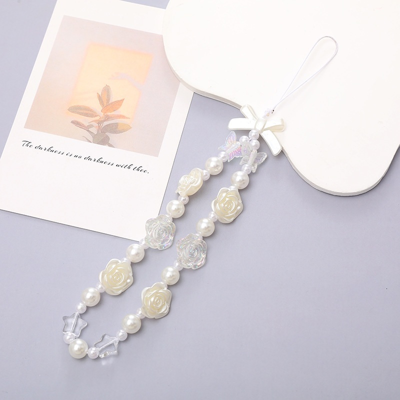 Internet celebrity anti lost bead love rainbow mobile phone rope DIY pearl chain hanging