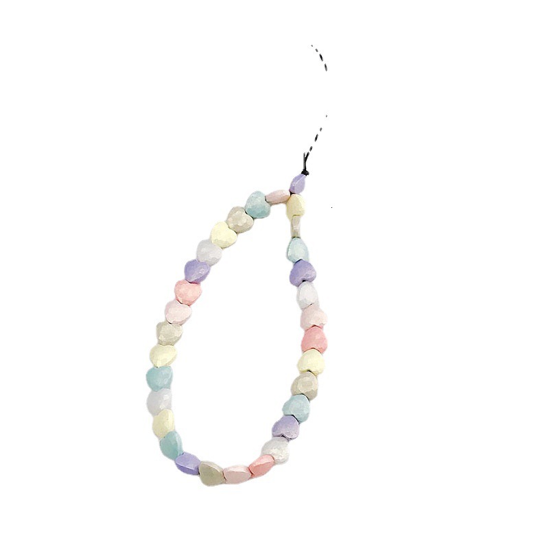 Yilian New Colorful Matte Love Chain Bead Colored Phone Hanging Release Rope Anti Fall Wrist Strap