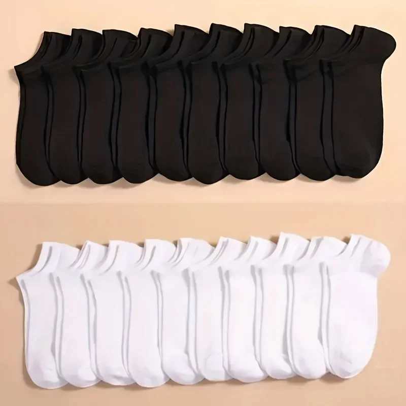 Neutral 10/20/40 pairs of solid socks lightweight low cut ankle socks loose black and white gray mens long socks W240905