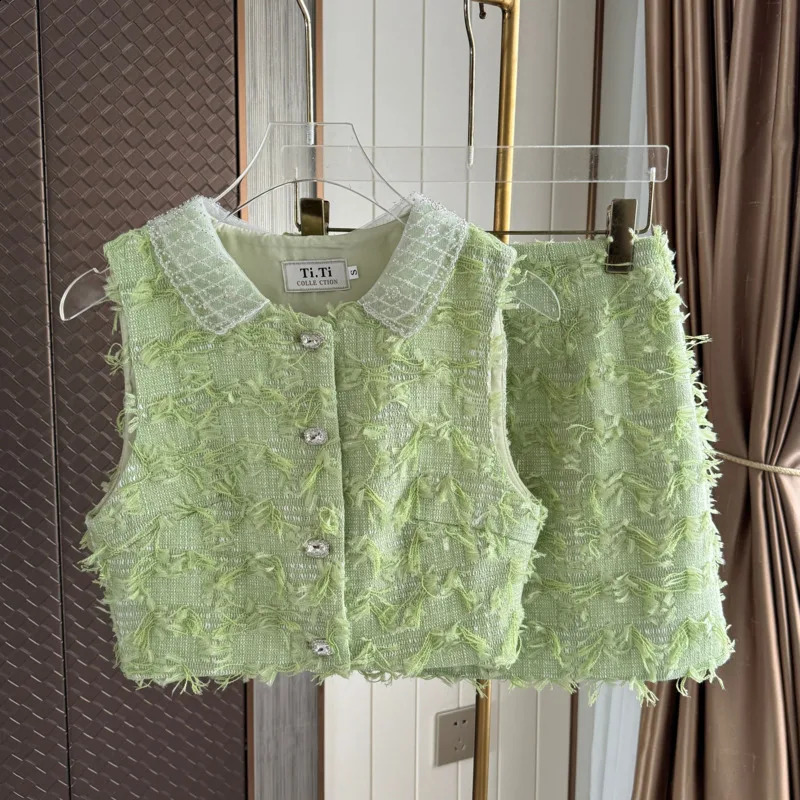 Women's Summer Two Piece Set: Short Jacket & Skirt Outfit - Ral Print, Breathable Cotton Blend