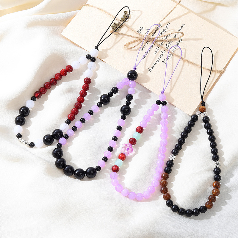 Ins new purple jade crystal bead chain, Chinese style CCD camera, mobile phone rope, hanging chain for women