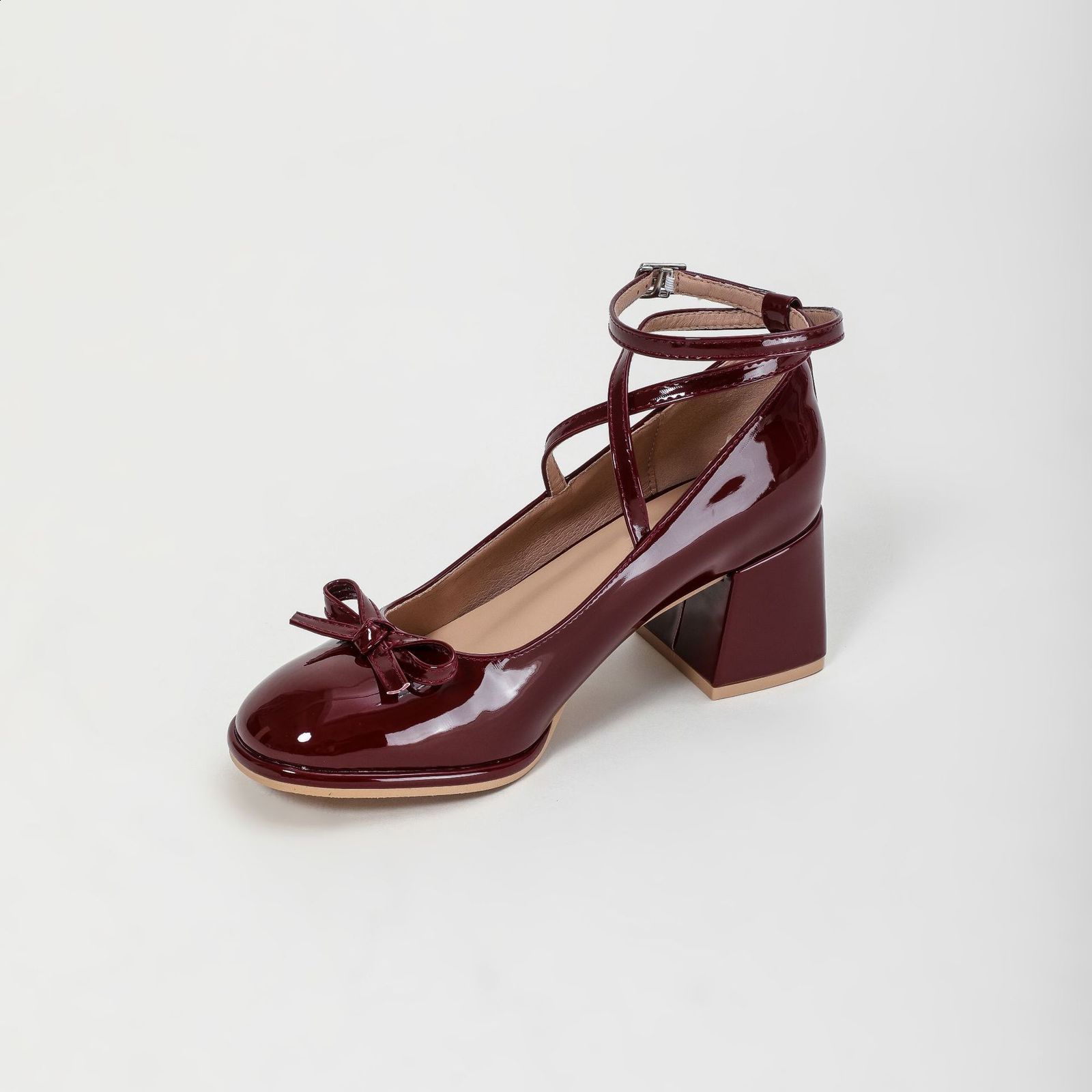 Red Mary Jane Women Pumps Thick High Heels Shoes Female Lolita Square Toe Shoes Spring Fashion Party Leather Woman Shoes 240617