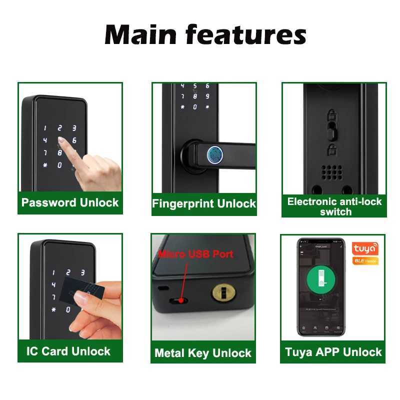 New Raykube K20 9-language biometric fingerprint door lock with Tuya application/IC card/password/key unlocking electronic door lock CL240920