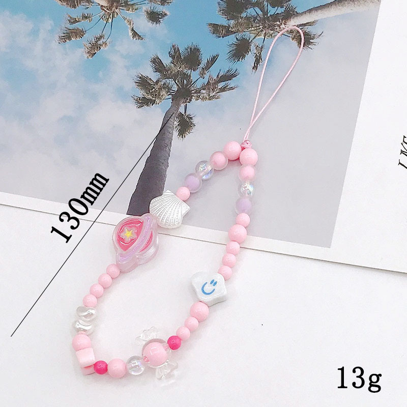 New handmade bead DIY phone case accessories, square grid phone chain