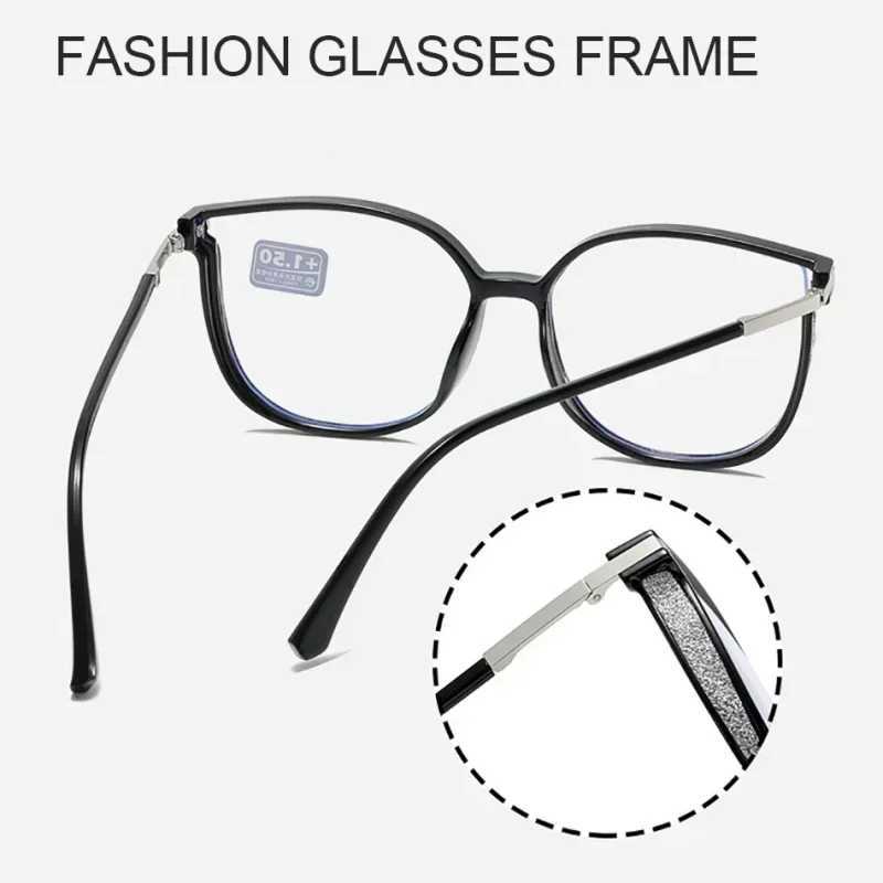 Presbyopia glasses luxury womens oversized frame anti blue light finished glasses prescription reading glasses refractive power up to+4.0 W240907