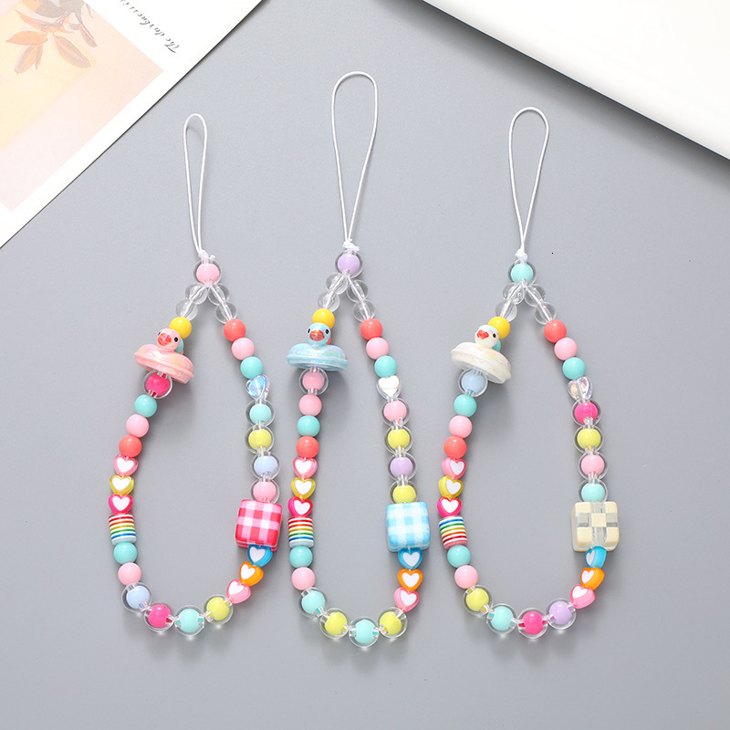 Korean version of Little Duck mobile chain, phone case, hanging ornament, bead string, hand rope, anti fall wrist strap, small gift for women