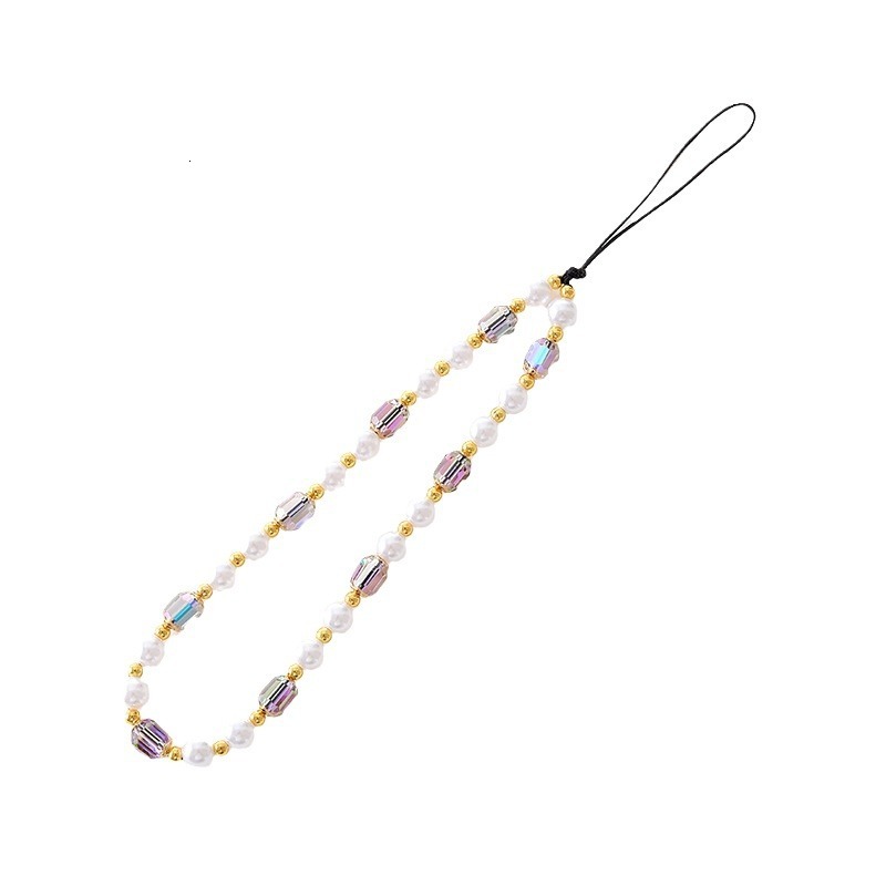 Creative new pearl crystal bead chain with light luxury and high-end feel, mobile phone rope, CCD camera hanging accessory pendant