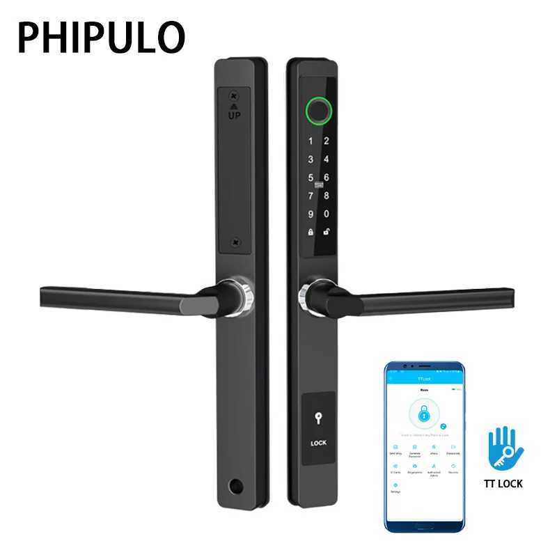 Waterproof TTLock outdoor fingerprint Bluetooth application RFID code keyless electronic smart door lock for glass aluminum sliding CL240920