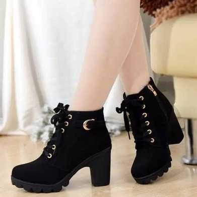 Autumn Winter High-heeled Martin Boots Womens Boots Cross Strap Short Boots Thick Heel Fashion Boots Leather Boots 240826