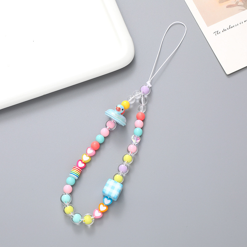 Korean version of Little Duck mobile chain, phone case, hanging ornament, bead string, hand rope, anti fall wrist strap, small gift for women