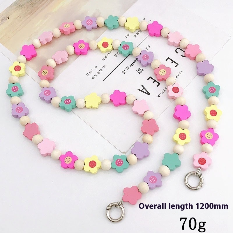 Yilian new colorful love diagonal bag shoulder strap rope pendant anti fall phone chain bead handmade hanging decoration