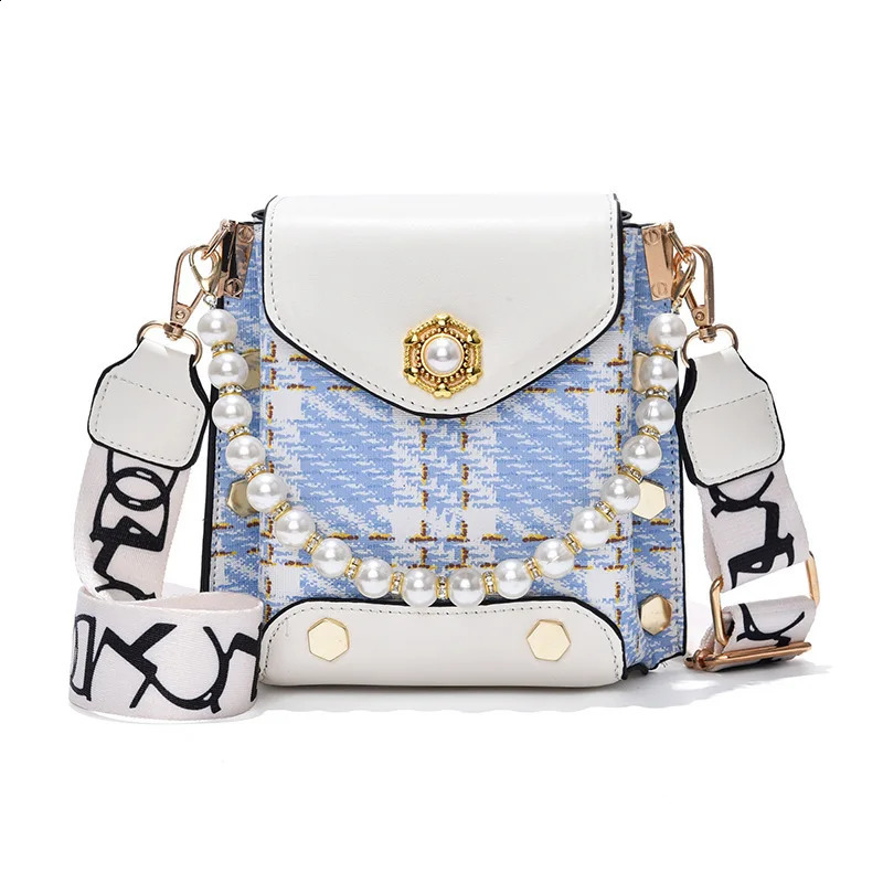 Fashion er womens cross body bag cute princess wallet classic shoulder bag summer pearl chain phone bag 240904